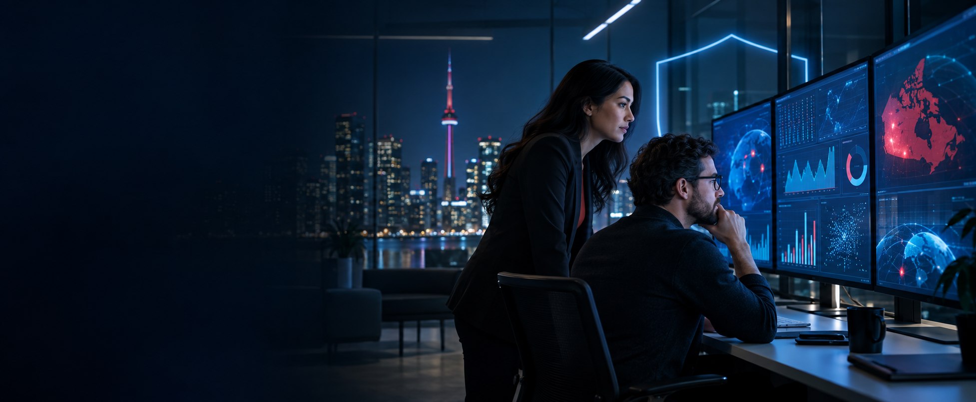 Canadian analysts reviewing security and business intelligence signals