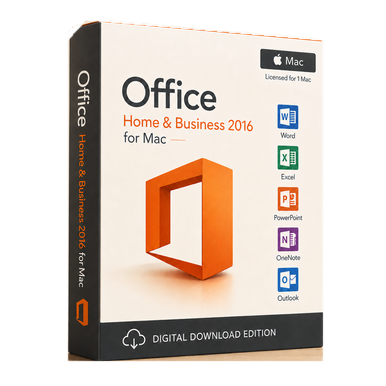 Microsoft Office Home & Business 2016 for Mac – 1 Mac Digital Licence product image on a transparent background