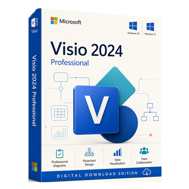 Microsoft Visio Professional 2024 – Retail, OEM or MAK Licence for Windows PC product image on a transparent background