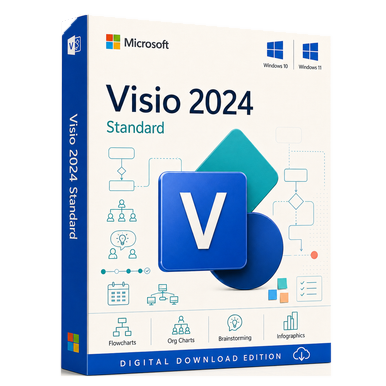 Microsoft Visio Standard 2024 - Digital Download for Windows PC product image on a transparent background