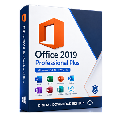 Microsoft Office 2019 Professional Plus for Windows product image on a transparent background