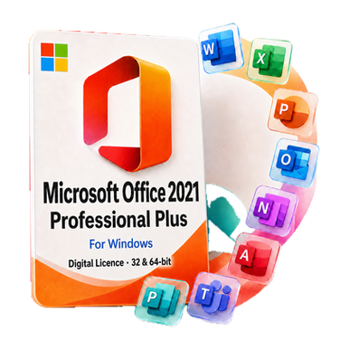 Microsoft Office 2021 Professional Plus for Windows product image on a transparent background