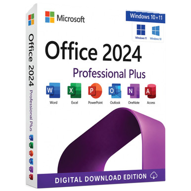 Microsoft Office 2024 Professional Plus for Windows product image on a transparent background