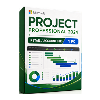 Microsoft Project Professional 2024 Retail – 1 PC product image on a transparent background