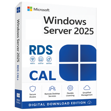 Windows Server 2025 RDS CALs – User & Device Licences product image on a transparent background